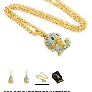 Gold and Blue Sonic Pendant Necklace Liimted Time Post Resonable Offers